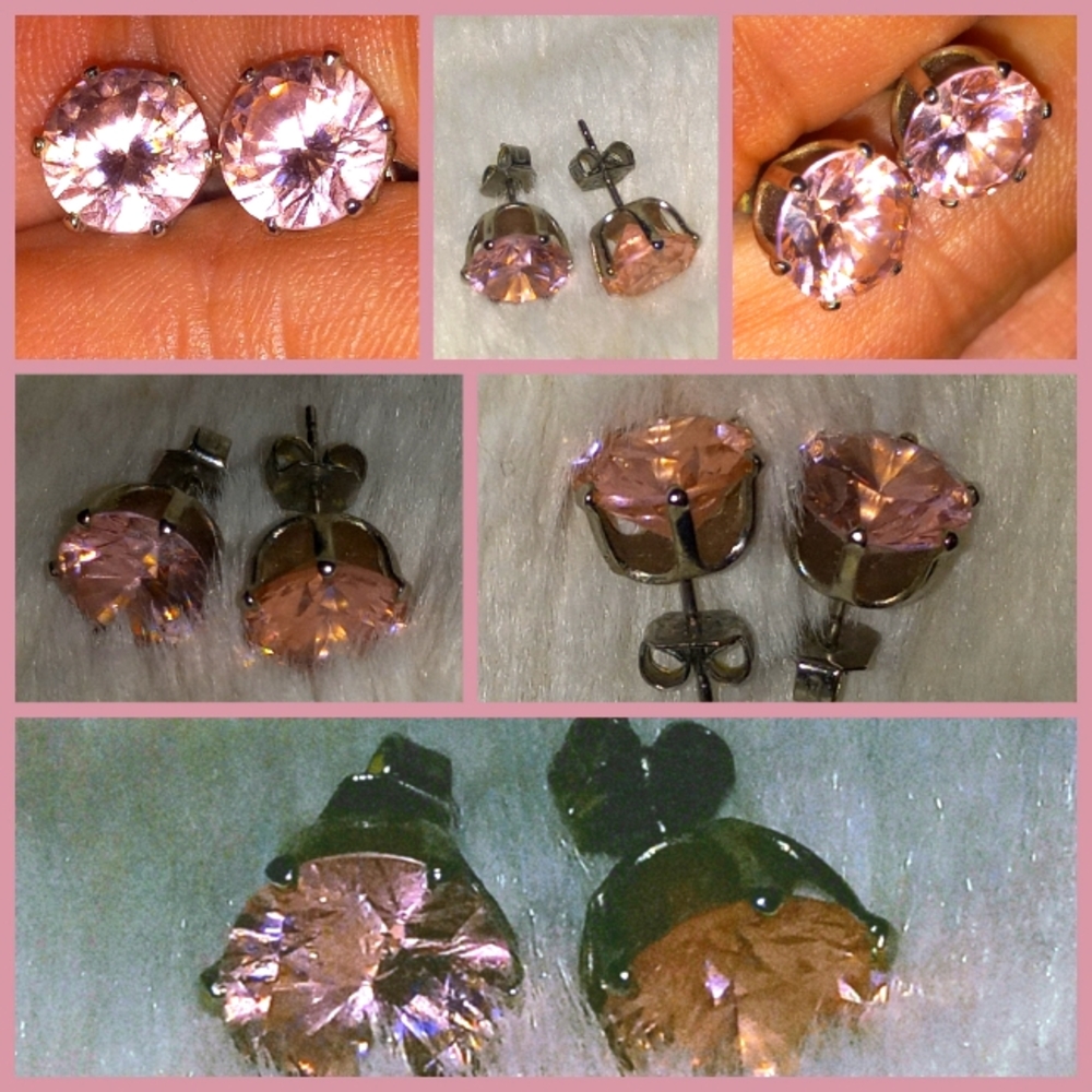 Silver Studs with Pink CZ